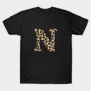 Letter N Leopard Cheetah Monogram Initial T-Shirt